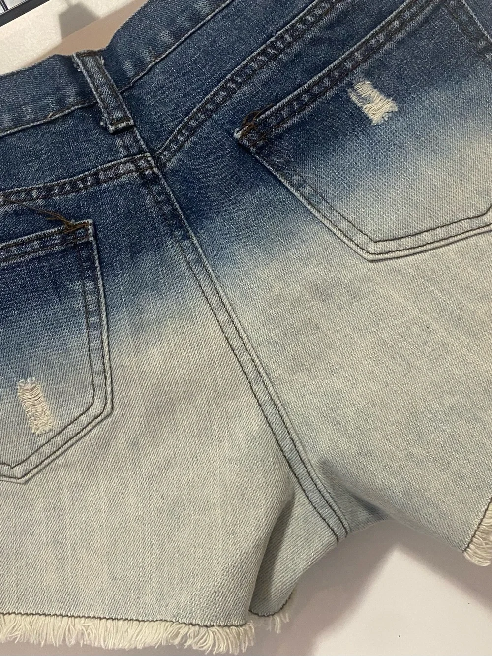 Ellison Ombre Blue Denim Cutoff Shorts